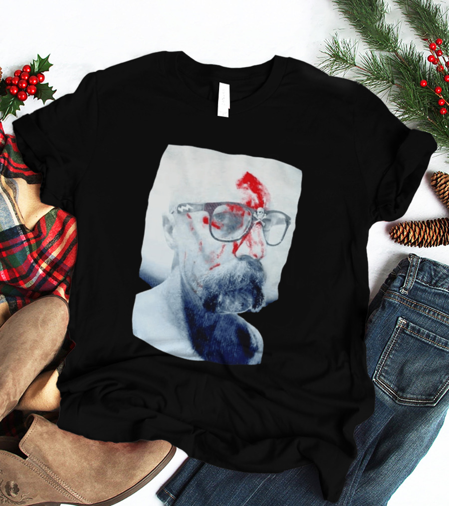 Bald Man With Bloody Beard And Skull Glasses T-Shirt