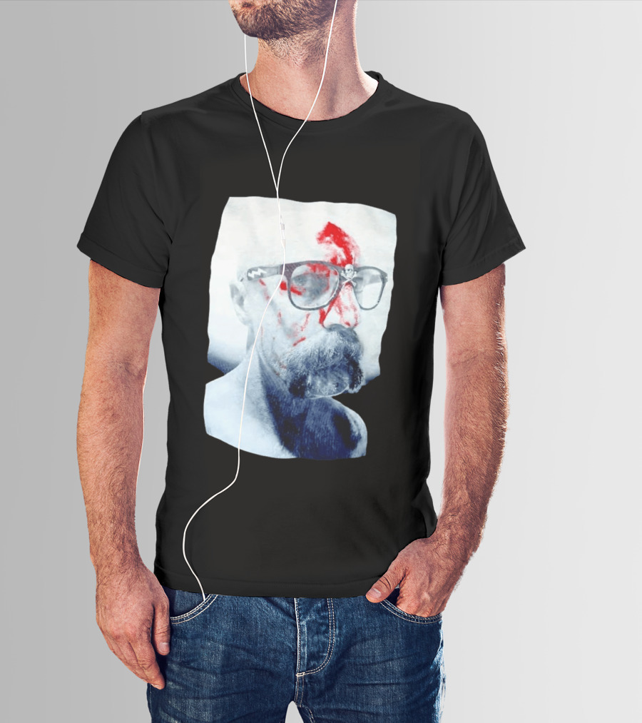 Bald Man With Bloody Beard And Skull Glasses T-Shirt