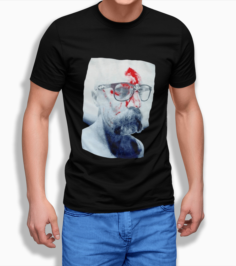 Bald Man With Bloody Beard And Skull Glasses T-Shirt