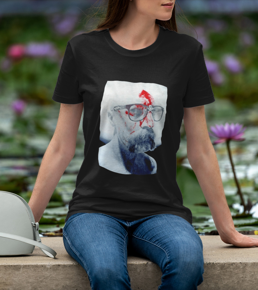 Bald Man With Bloody Beard And Skull Glasses T-Shirt