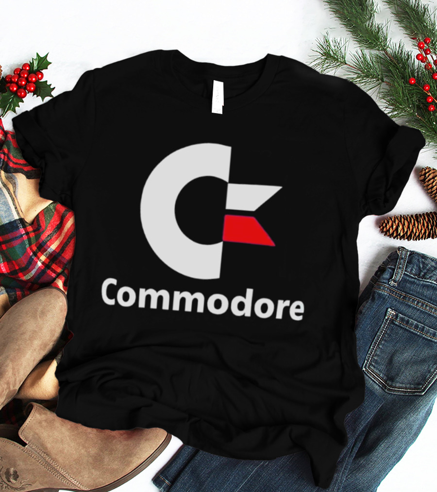 Commodore C Logo Red Accent Retro Computer Brand T-Shirt
