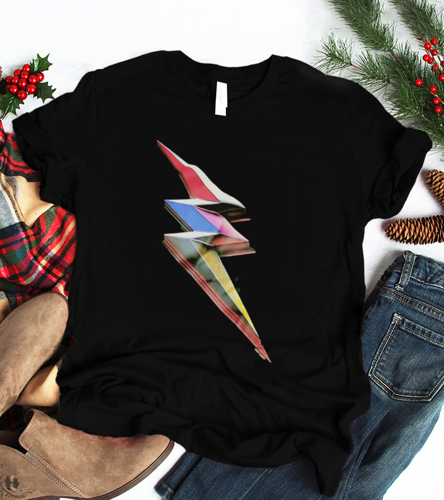 Geometric Prismatic Multicolor Lightning Bolt T-Shirt