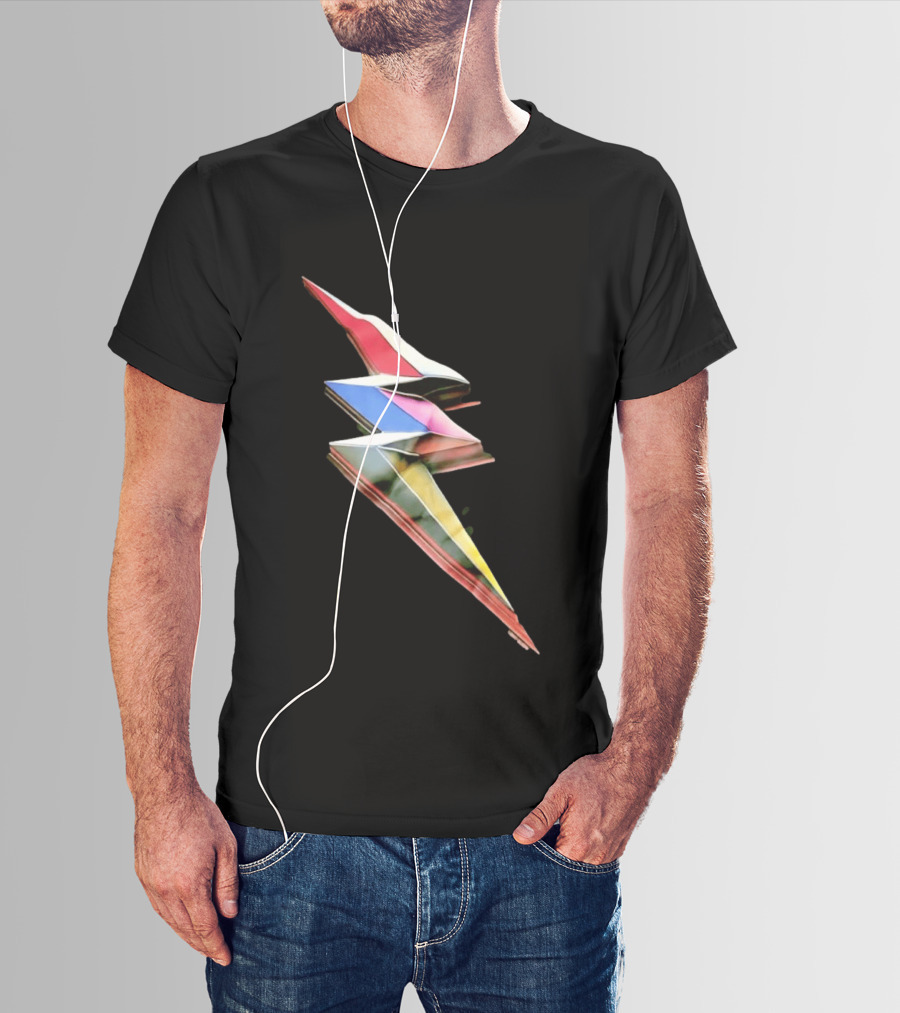 Geometric Prismatic Multicolor Lightning Bolt T-Shirt