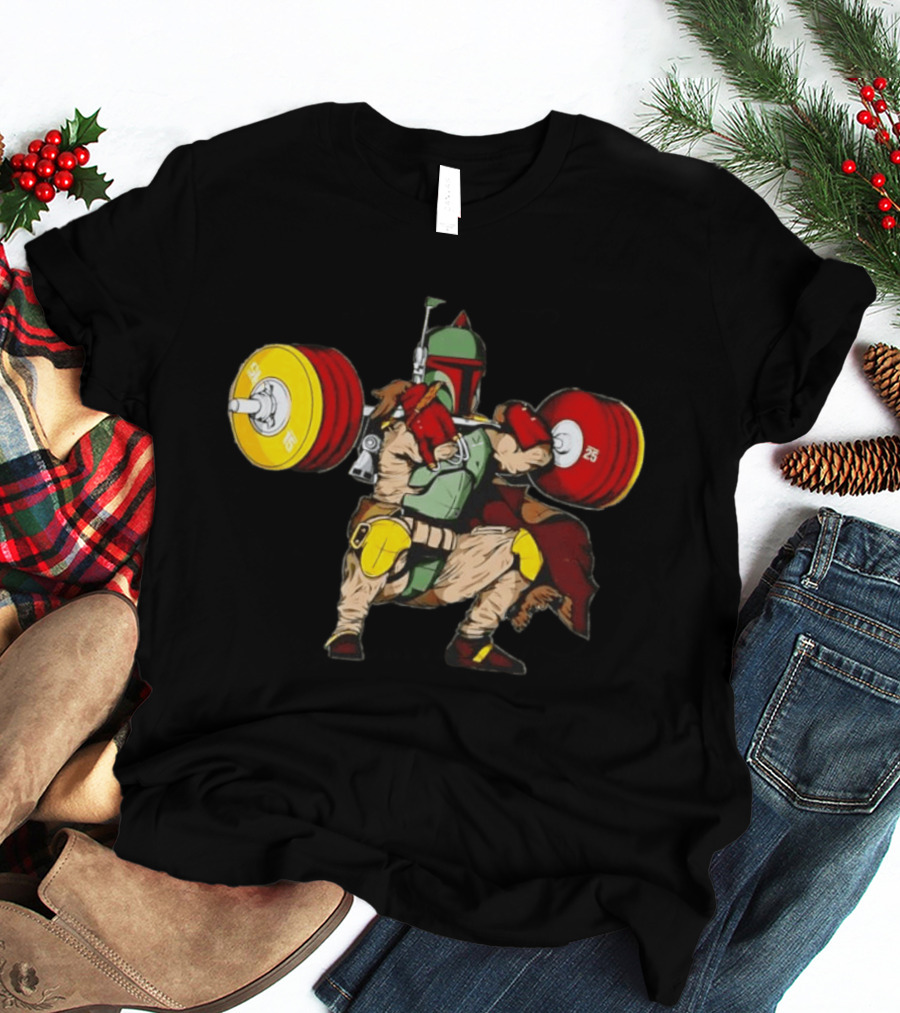 Star Wars Boba Fett Squat Weightlifting Fitness T-Shirt