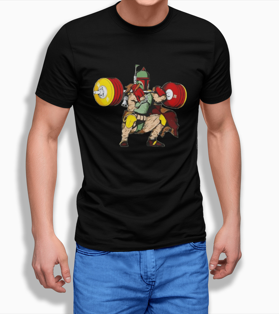 Star Wars Boba Fett Squat Weightlifting Fitness T-Shirt