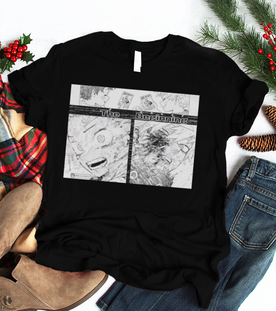 Izuku Midoriya Katsuki Bakugo All Might The Beginning My Hero Academia Manga Panel T-Shirt