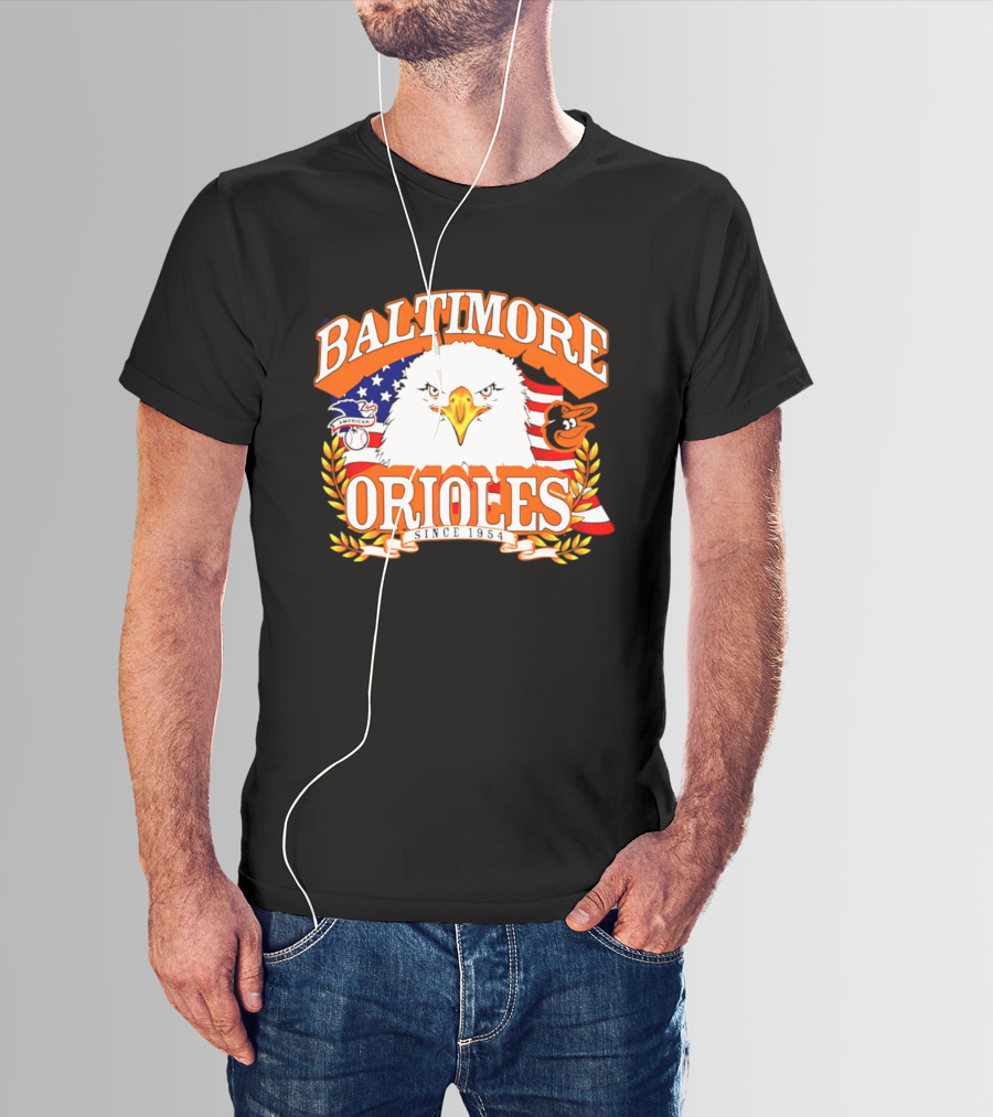 Baltimore Orioles Americana Eagle Logo With USA Flag Celebrating America's 250th Anniversary T-Shirt