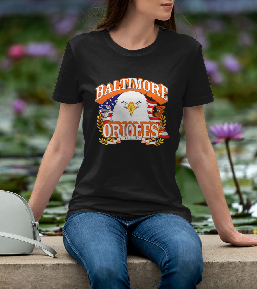 Baltimore Orioles Americana Eagle Logo With USA Flag Celebrating America's 250th Anniversary T-Shirt