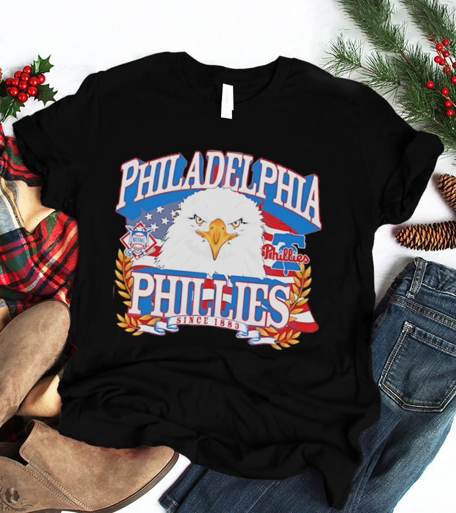 Philadelphia Phillies Eagle Americana Since 1883 National League Flag T-Shirt