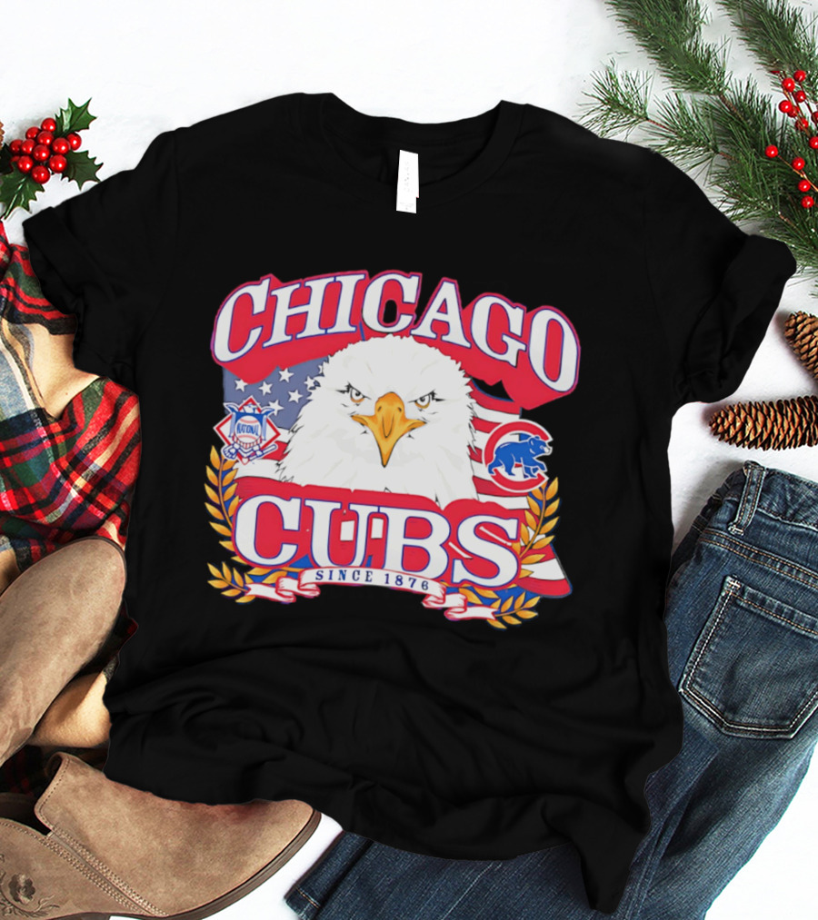Chicago Cubs Americana Eagle Since 1876 National League Baseball Stars And Stripes 250th Celebration T-Shirt