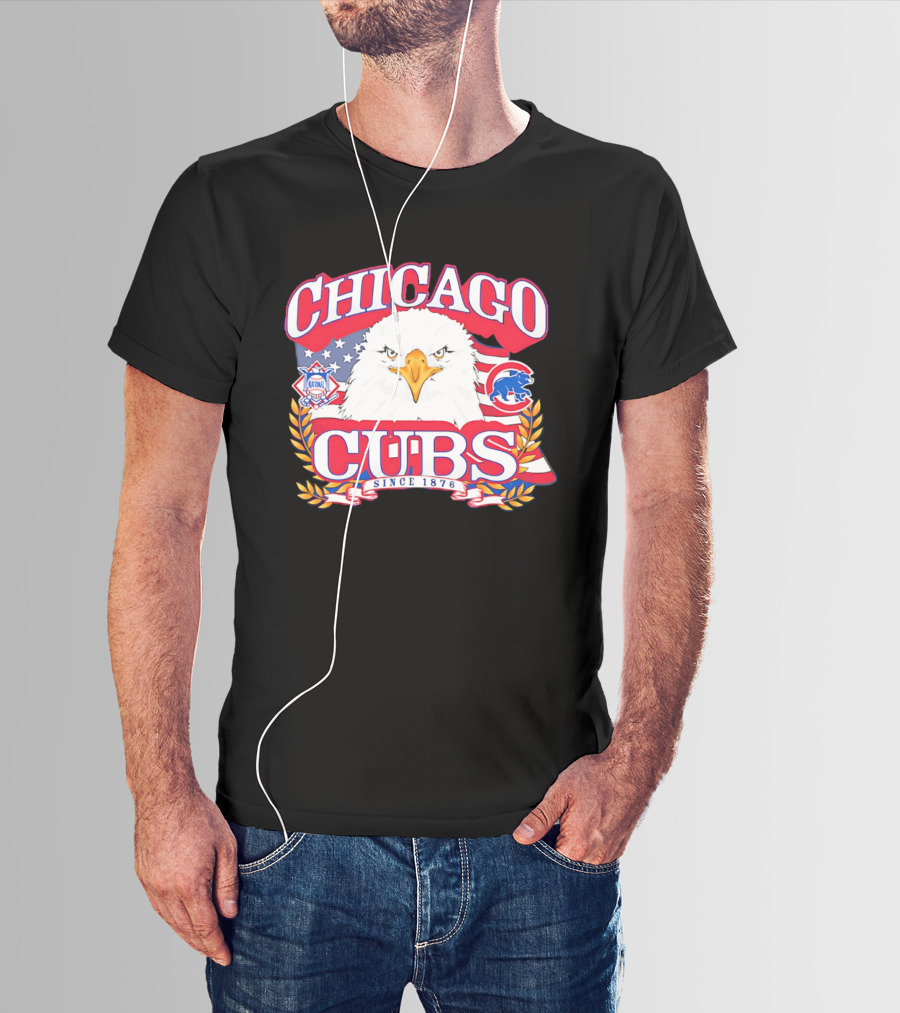 Chicago Cubs Americana Eagle Since 1876 National League Baseball Stars And Stripes 250th Celebration T-Shirt