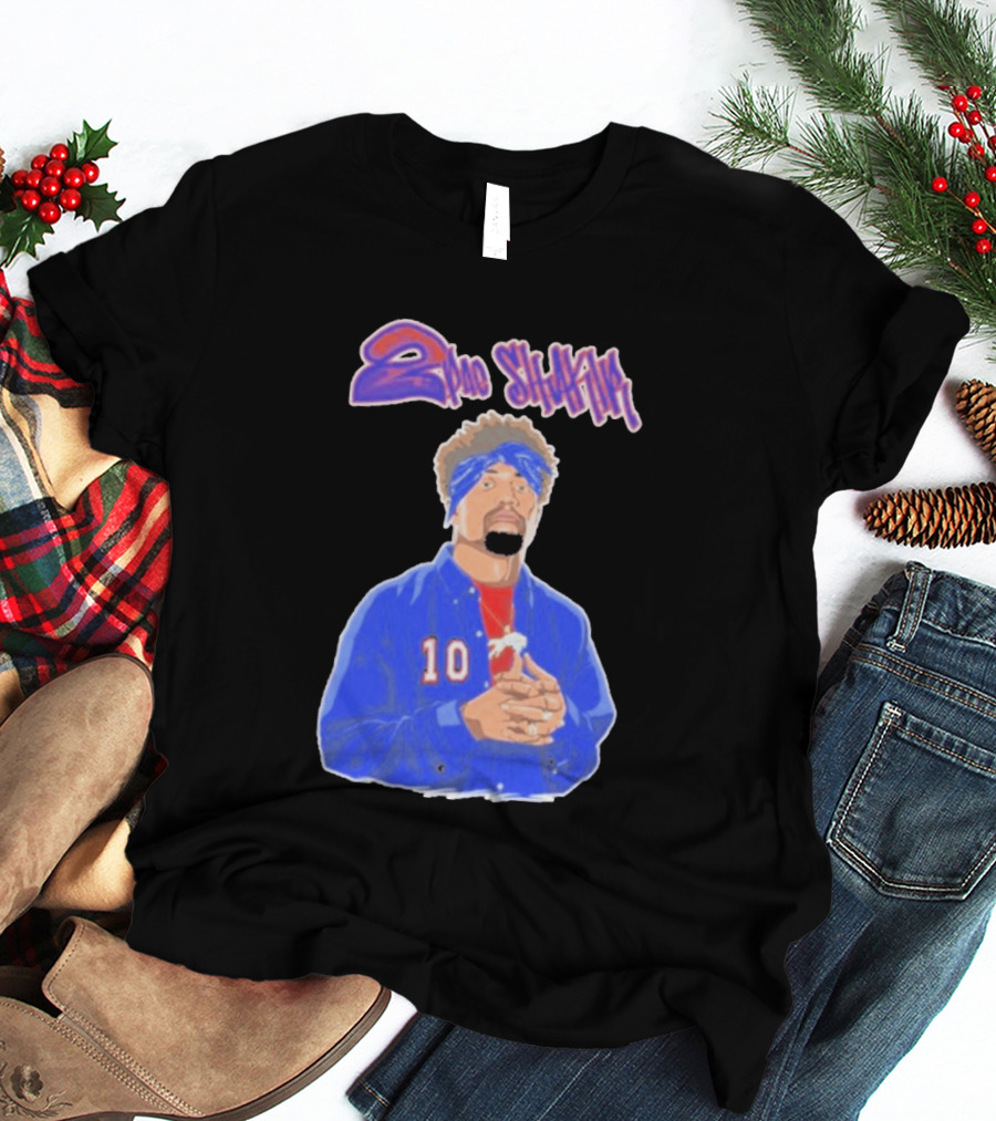2Pac Shakir Sports Roundtable 10 Blue Bandana T-Shirt