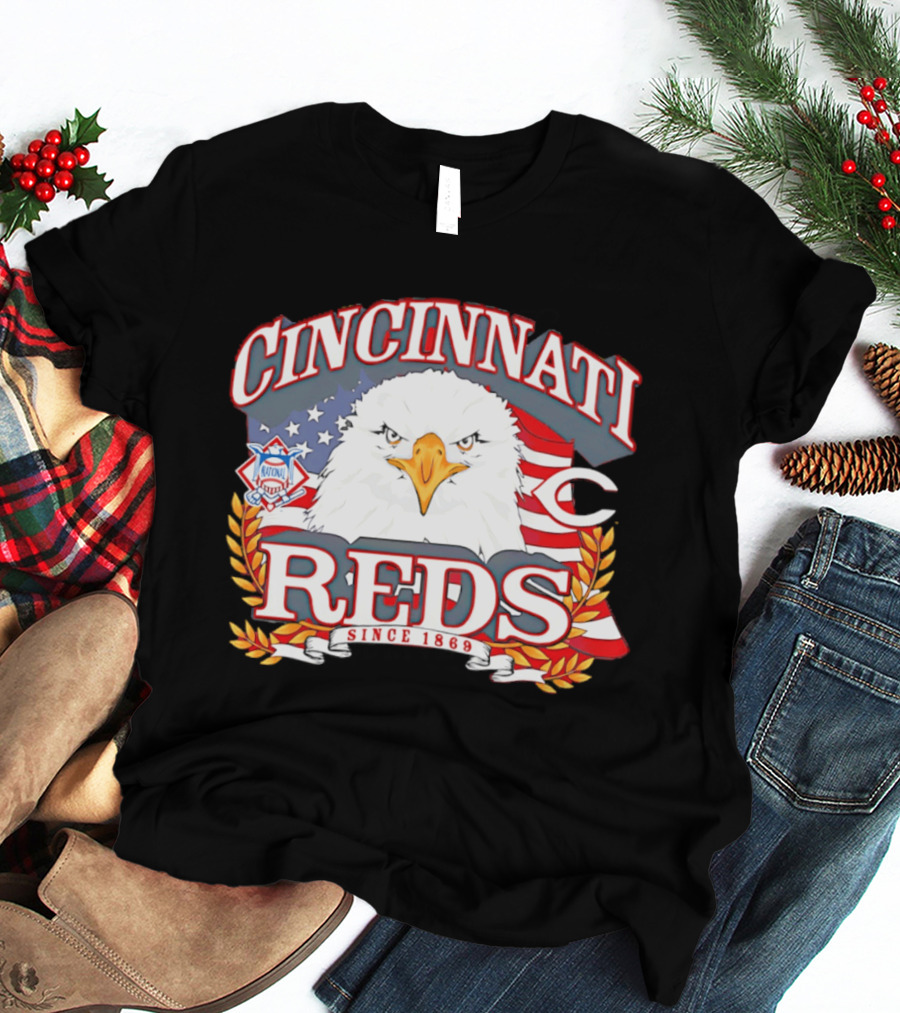 Cincinnati Reds National League Eagle American Flag Since 1869 T-Shirt