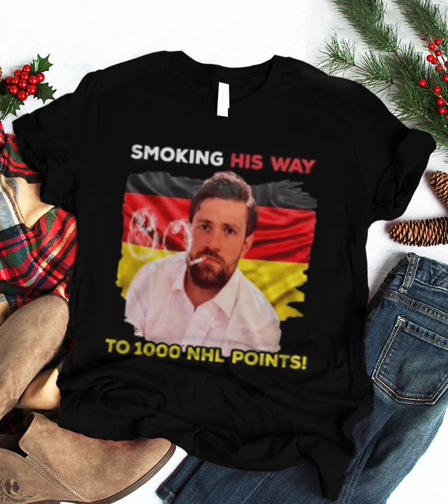 Smoking His Way To 1000 NHL Points Leon Draisaitl Edmonton Oilers T-Shirt