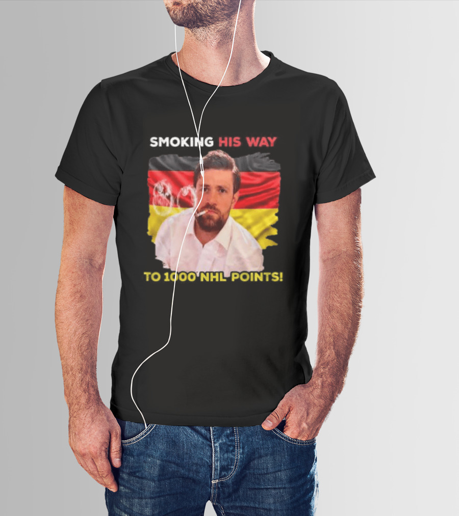Smoking His Way To 1000 NHL Points Leon Draisaitl Edmonton Oilers T-Shirt