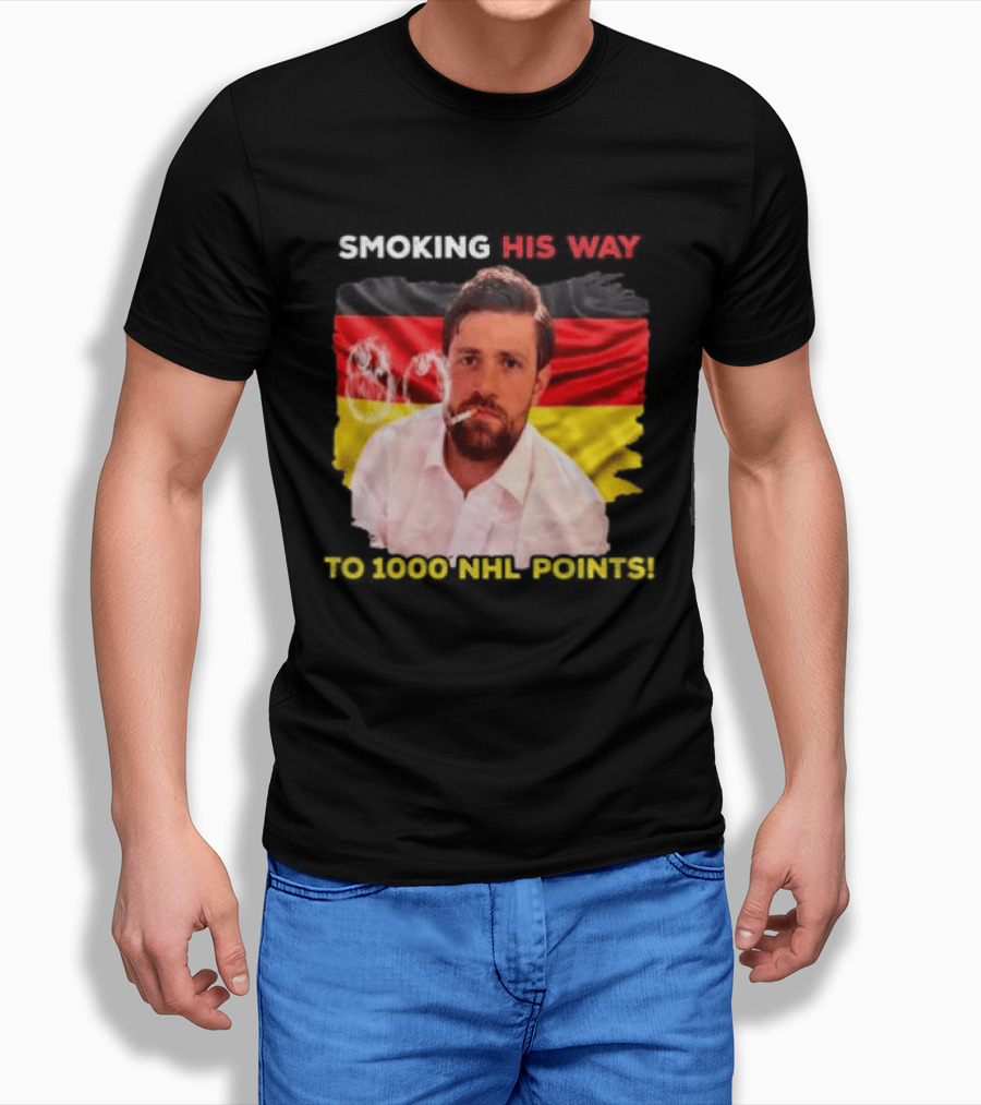 Smoking His Way To 1000 NHL Points Leon Draisaitl Edmonton Oilers T-Shirt