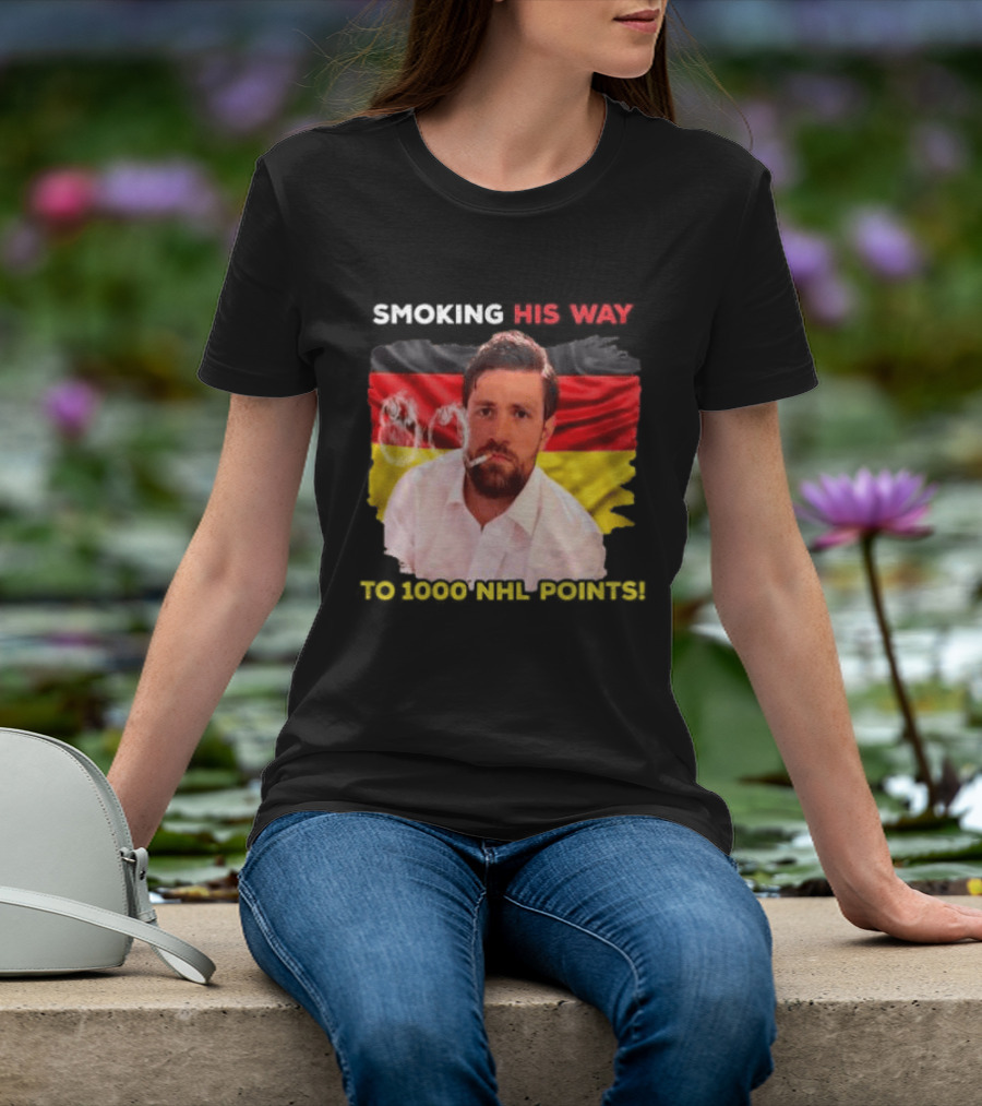 Smoking His Way To 1000 NHL Points Leon Draisaitl Edmonton Oilers T-Shirt
