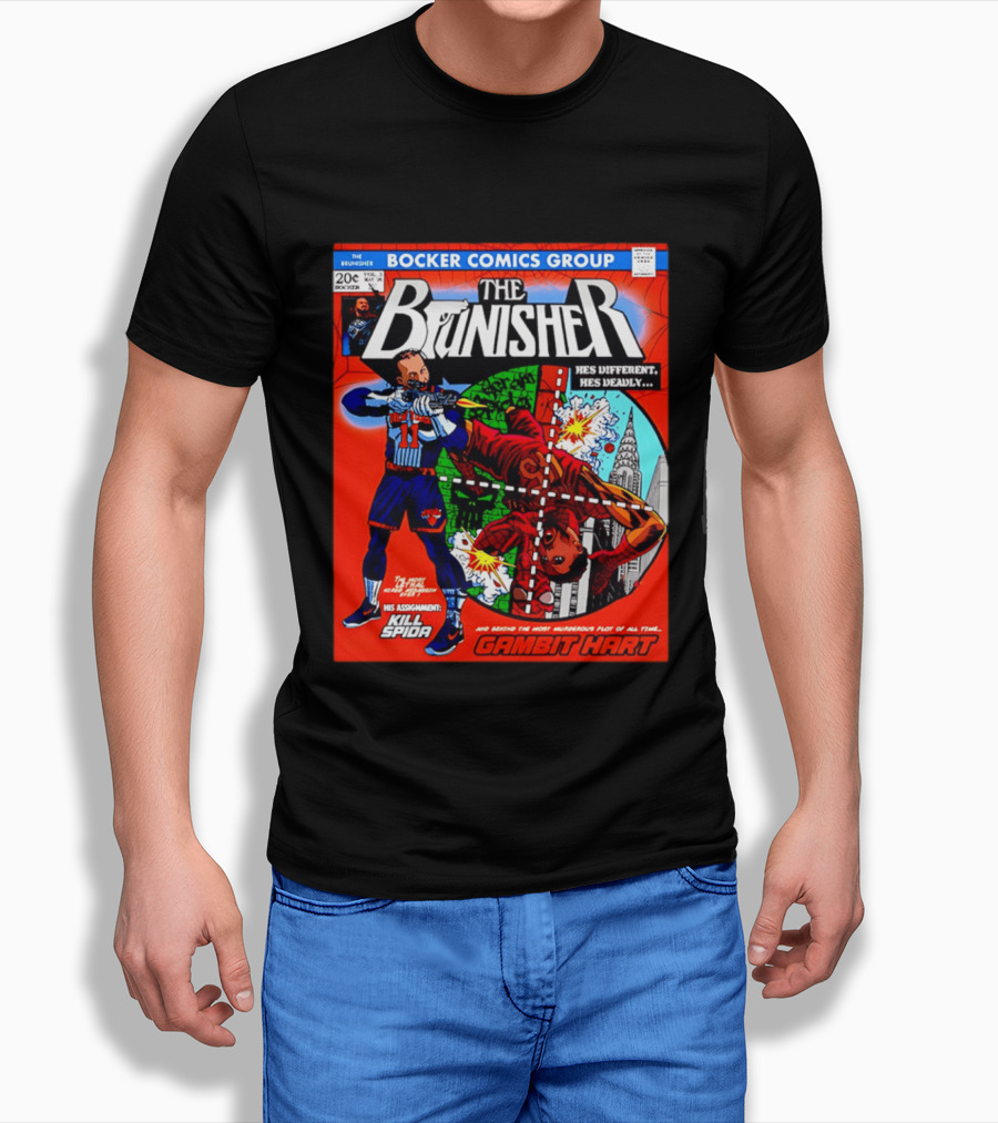 Bocker Comics Group The Brunisher He's Different He's Deadly Kill Spida Gambit Hart T-Shirt