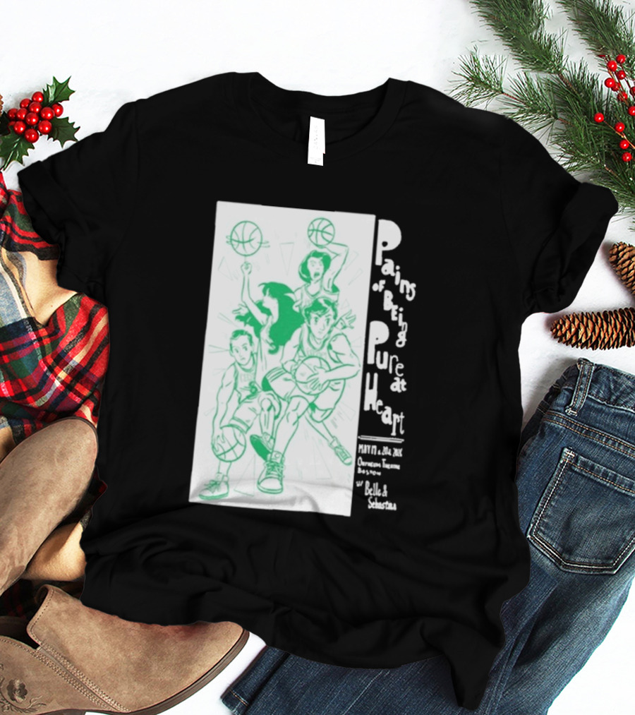 Pains Of Being Pure At Heart Boston May 19 Paradise Touring Company With Helki Silkscreen Basketball T-Shirt