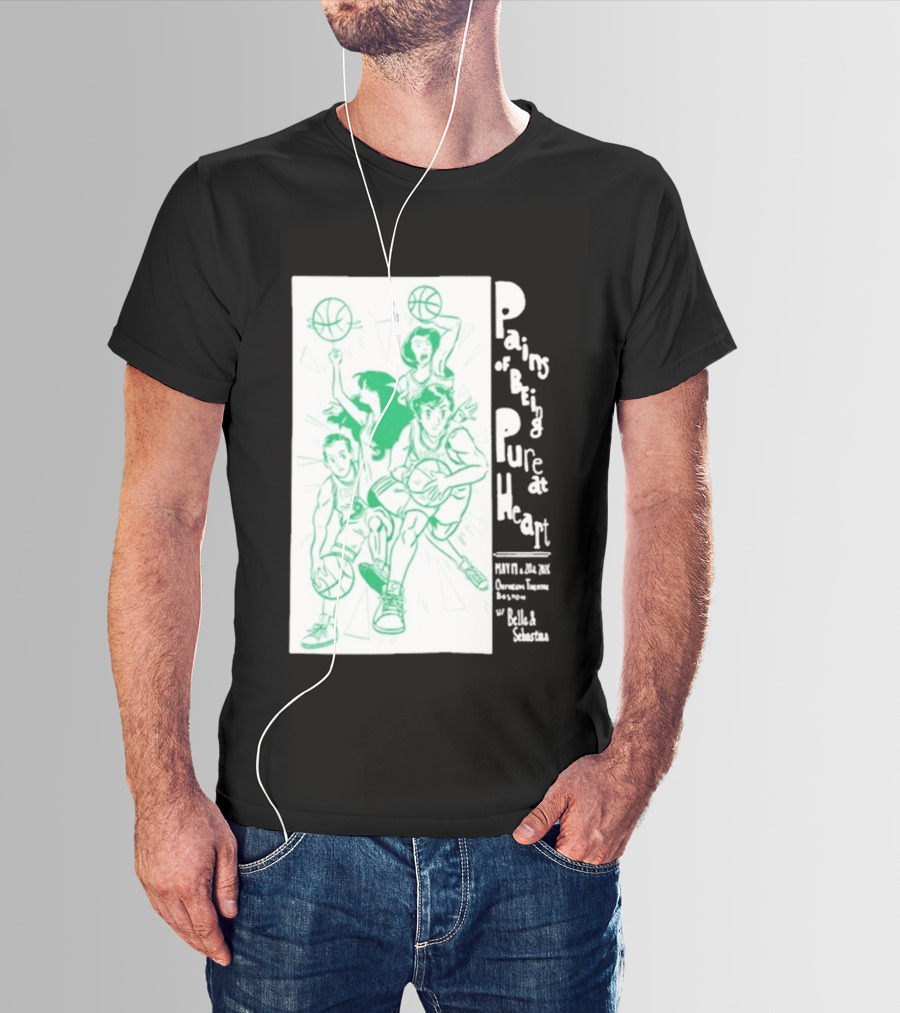 Pains Of Being Pure At Heart Boston May 19 Paradise Touring Company With Helki Silkscreen Basketball T-Shirt