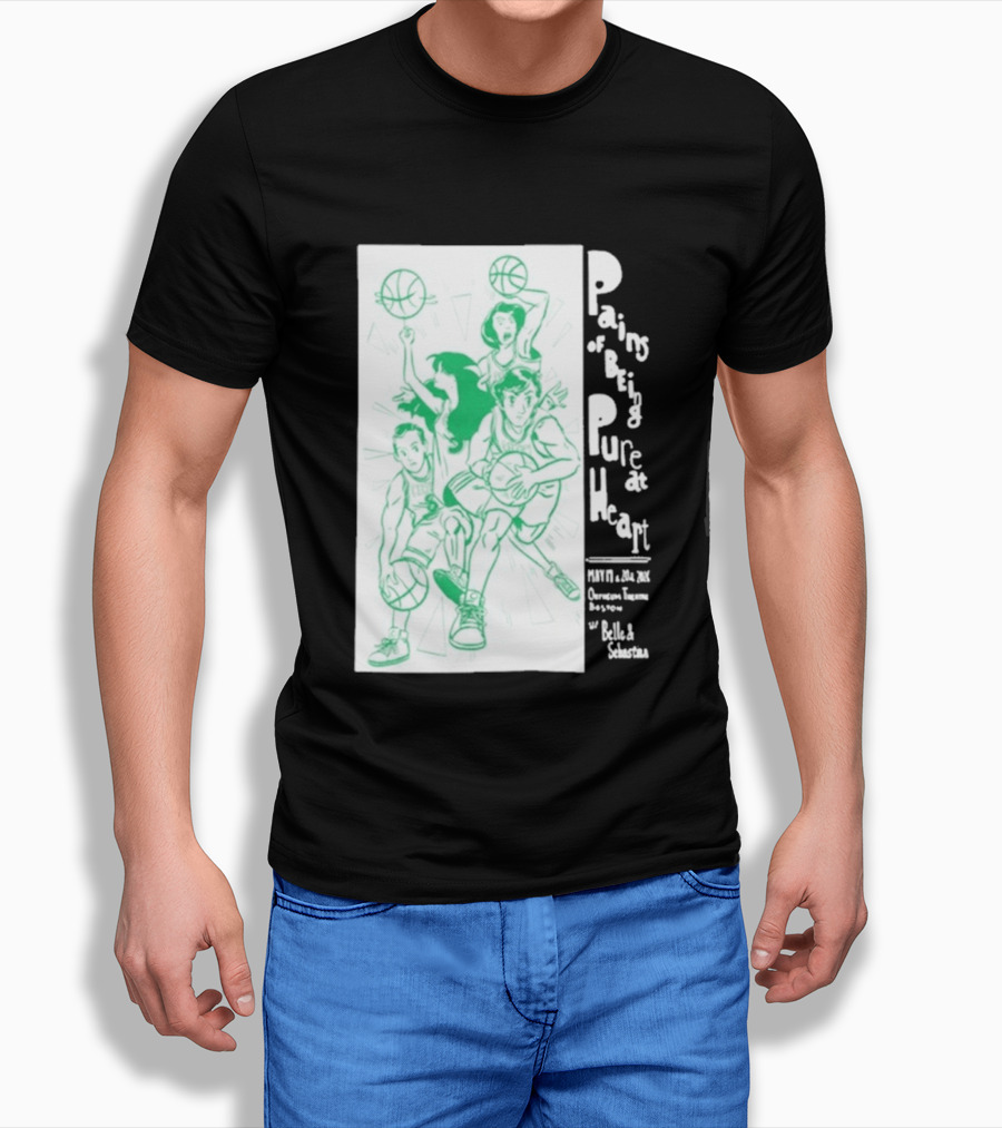 Pains Of Being Pure At Heart Boston May 19 Paradise Touring Company With Helki Silkscreen Basketball T-Shirt