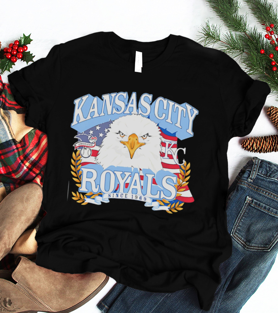 Kansas City Royals Eagle With American Flag Patriotic KC T-Shirt