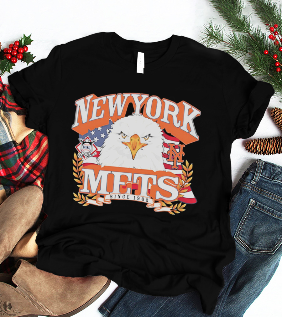 New York Mets Americana Eagle Celebrating National League And Stars Stripes T-Shirt