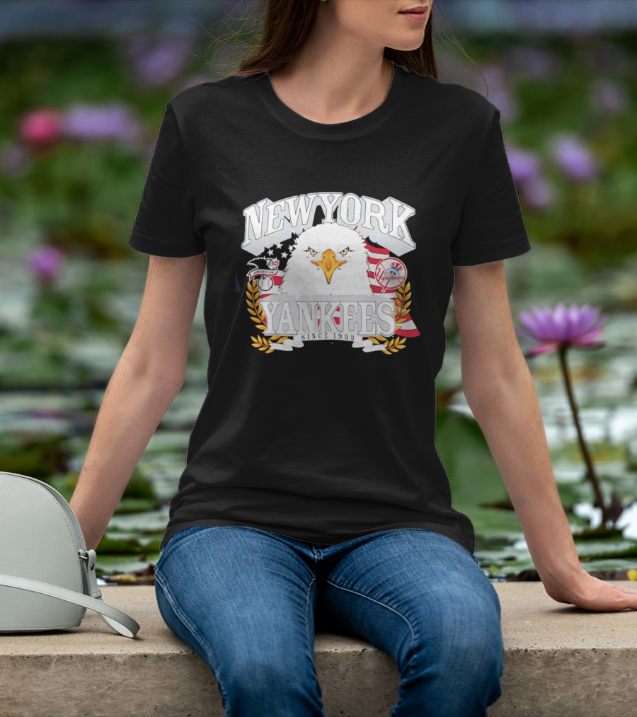 New York Yankees Americana Eagle Celebrating USA Flag With Baseball T-Shirt