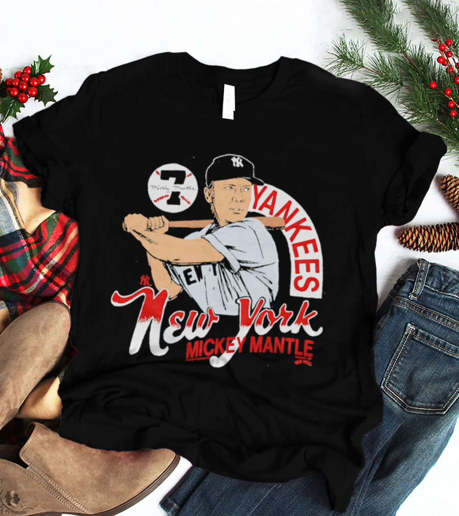 New York Yankees 7 Mickey Mantle Player T-Shirt