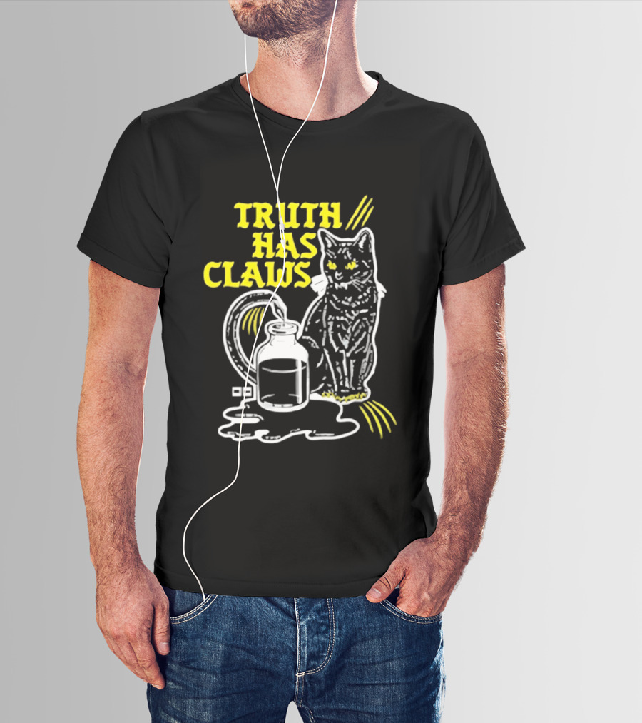 Truth Has Claws Cat Spilled Milk T-Shirt