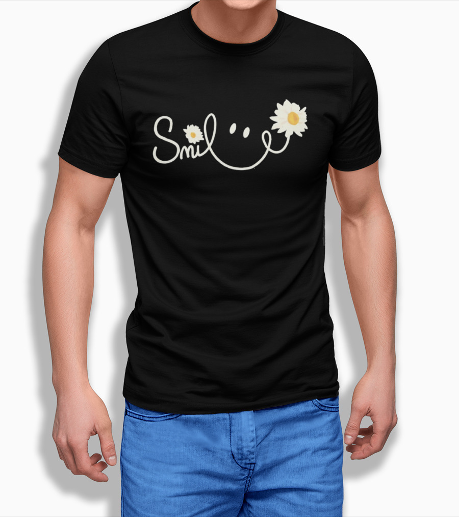 Smile Daisy Flower Icon With Happy Face T-Shirt