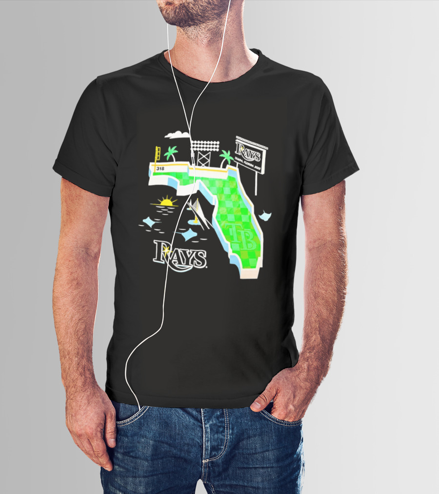 Tampa Bay Rays Florida Map TB Stadium Palms And Sunshine T-Shirt