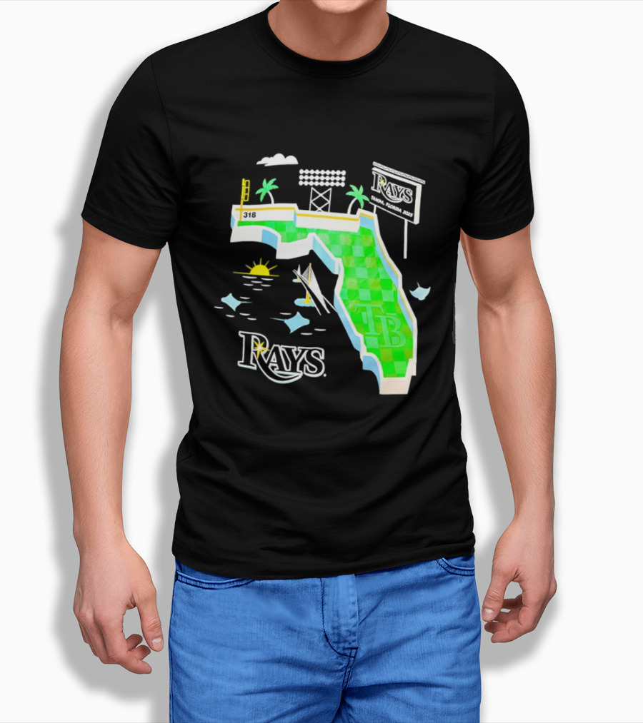 Tampa Bay Rays Florida Map TB Stadium Palms And Sunshine T-Shirt