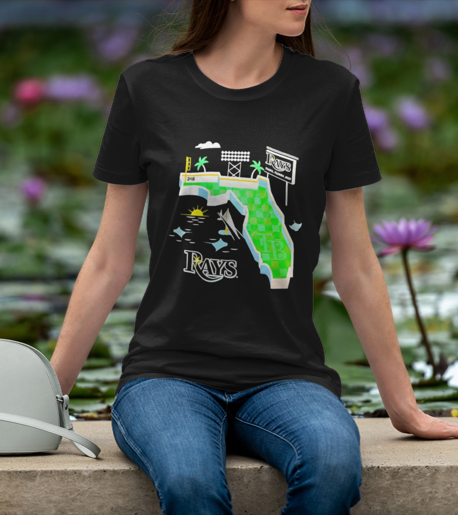 Tampa Bay Rays Florida Map TB Stadium Palms And Sunshine T-Shirt