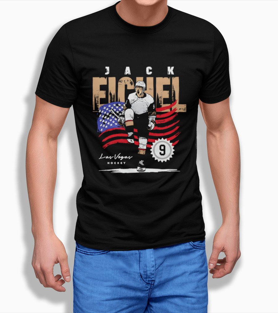Jack Eichel 9 USA Flag Las Vegas Hockey 2026 T-Shirt