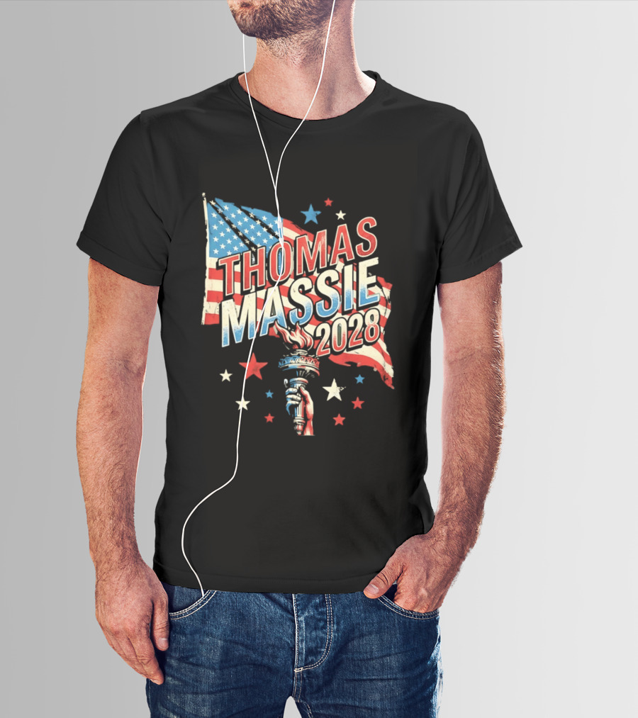 Thomas Massie 2028 American Flag Liberty Torch Stars T-Shirt
