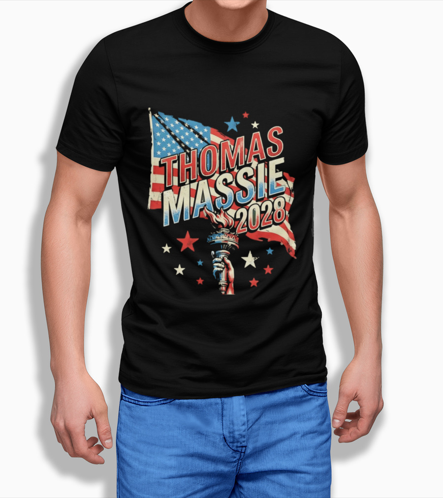 Thomas Massie 2028 American Flag Liberty Torch Stars T-Shirt