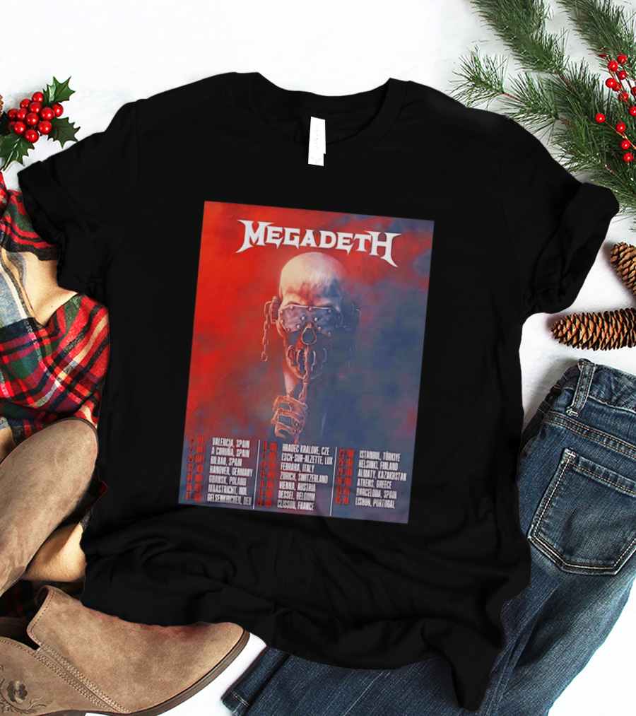 Megadeth 2026 Farewell Tour Europe Dates And Venues T-Shirt