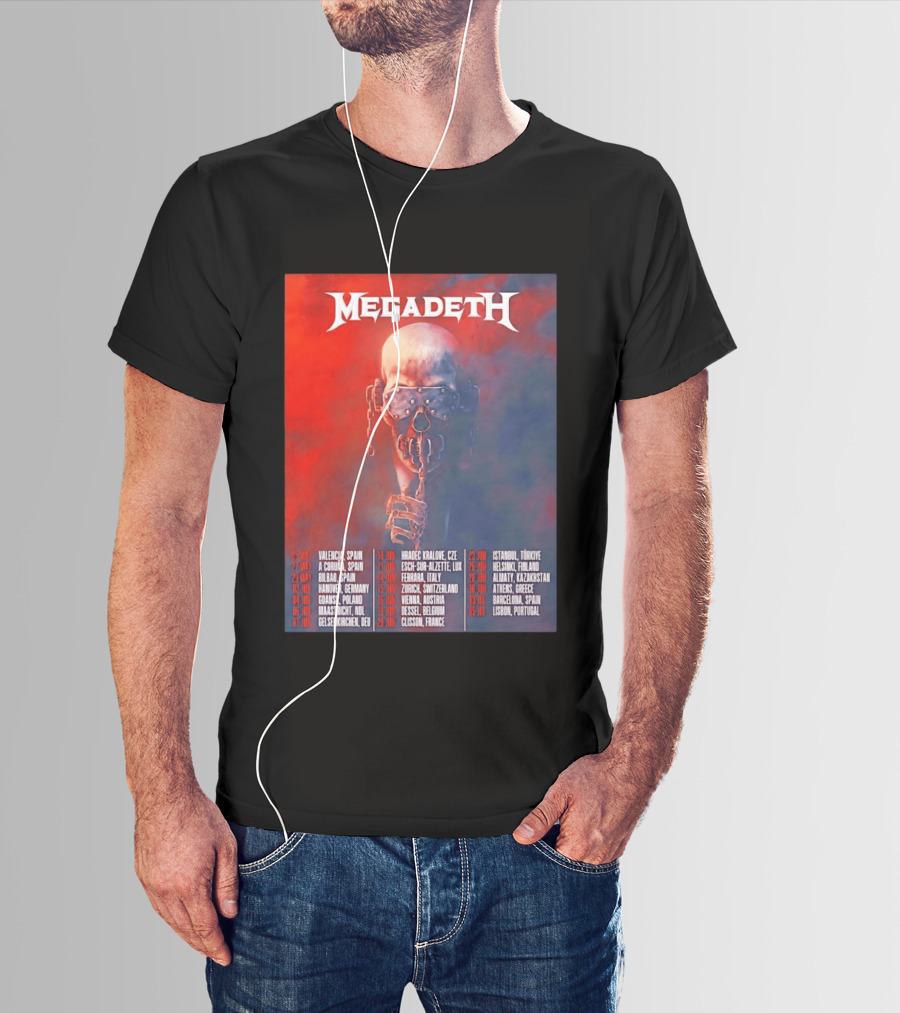 Megadeth 2026 Farewell Tour Europe Dates And Venues T-Shirt