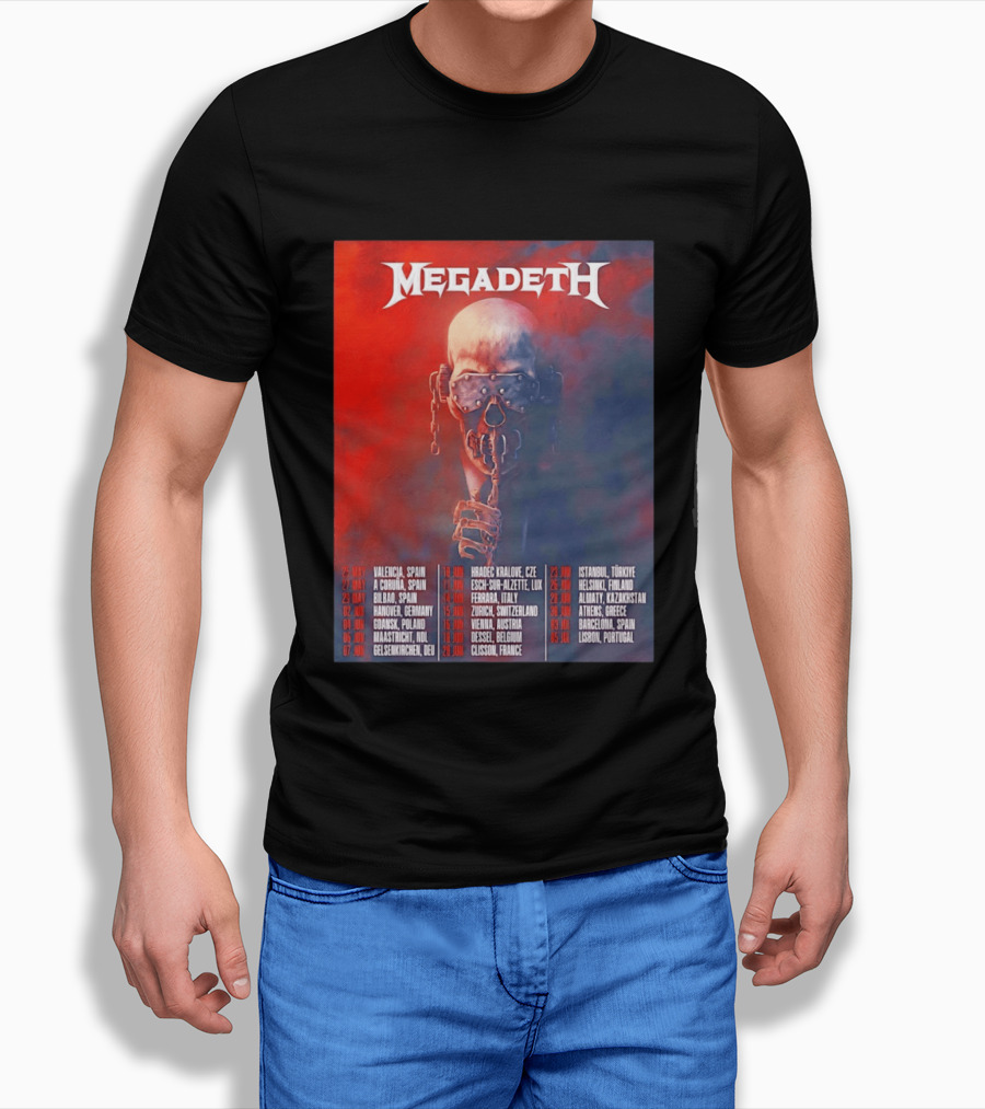 Megadeth 2026 Farewell Tour Europe Dates And Venues T-Shirt