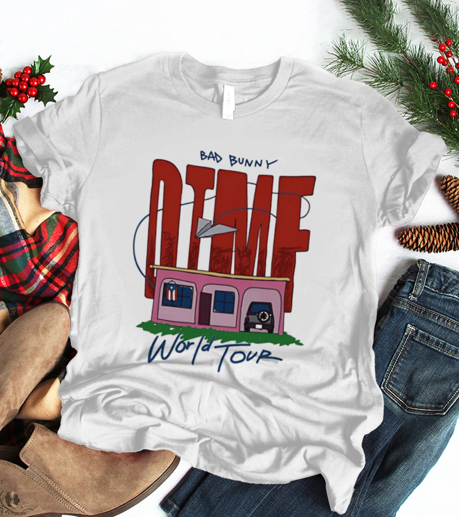 Bad Bunny Dtmf World Tour 2026 Paper Airplane Pink House Jeep T-Shirt