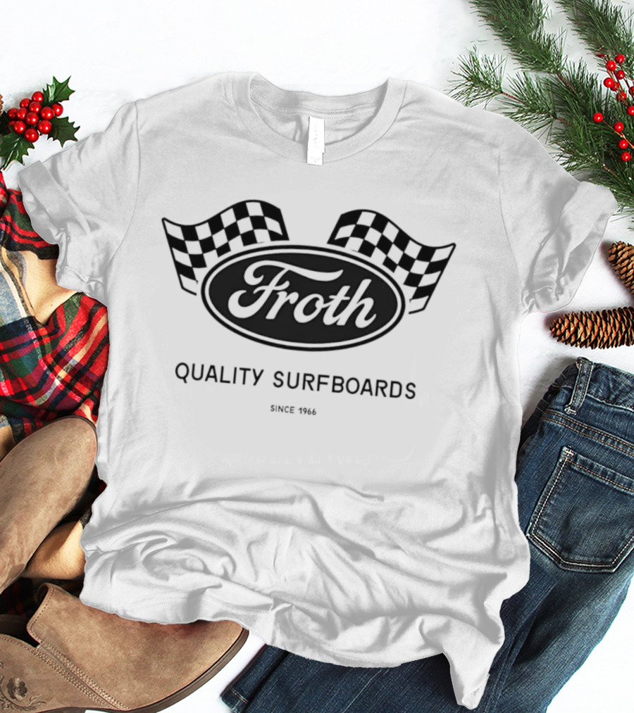 Froth Quality Surfboards Checkered Flag 1966 T-Shirt
