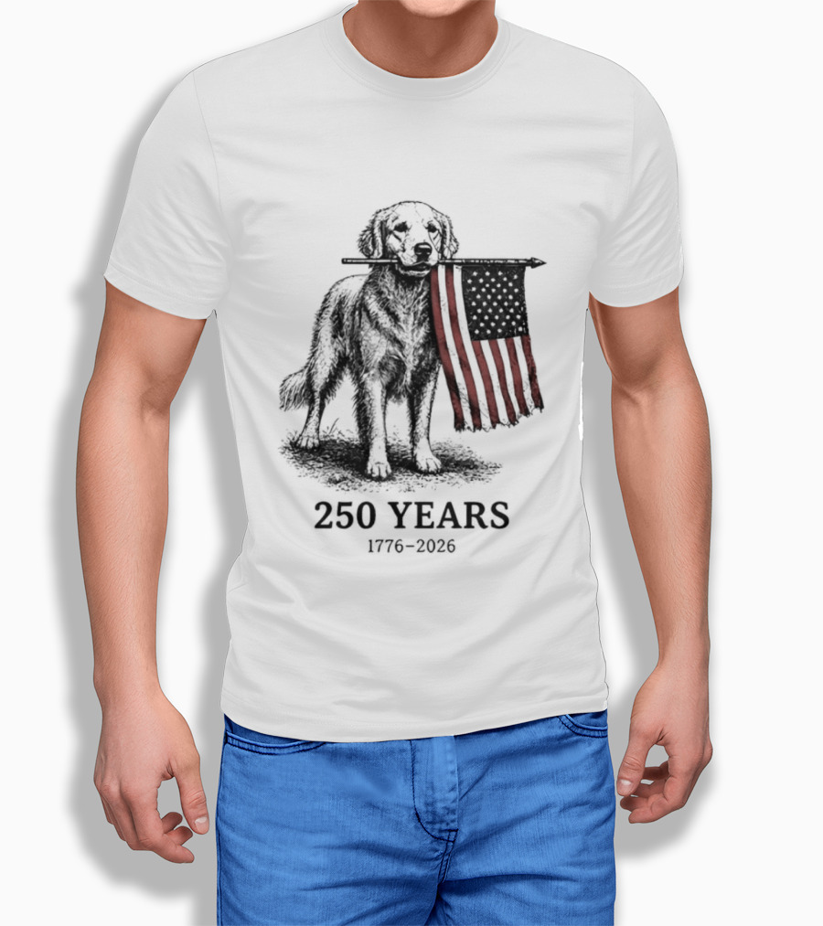 Golden Retriever American Flag 250 Years 1776 2026 T-Shirt