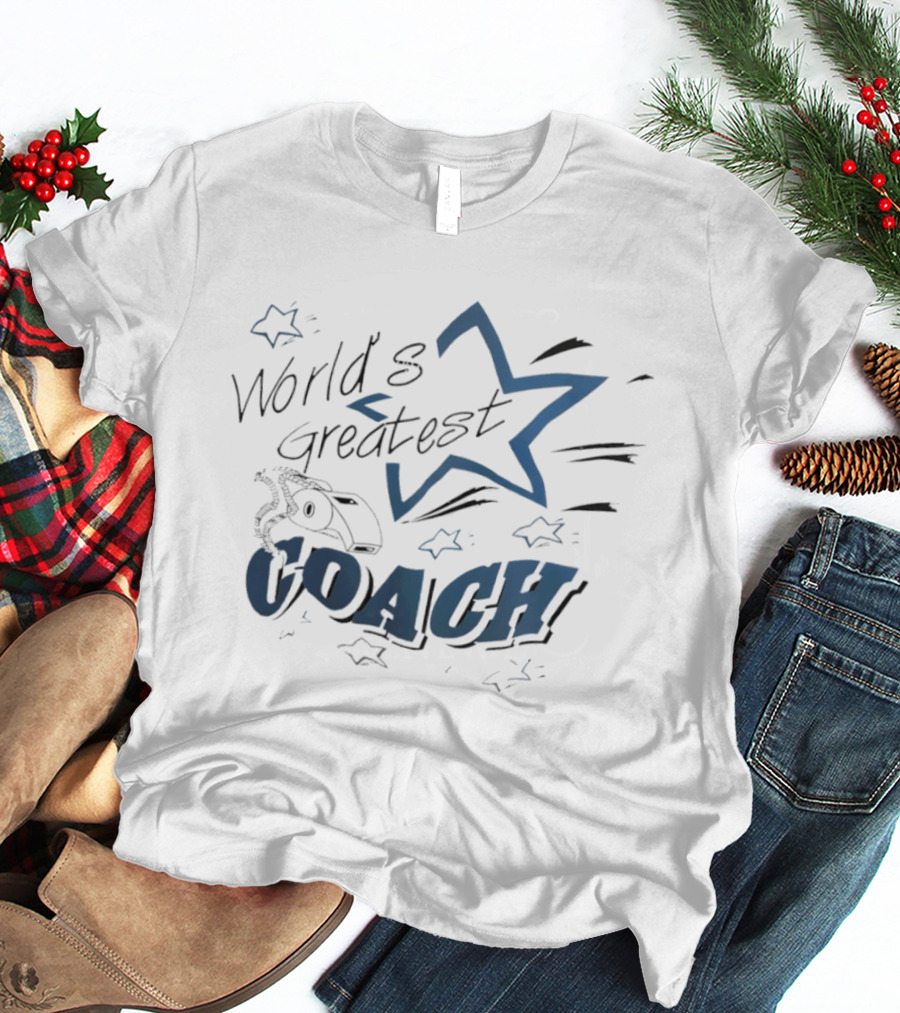 World's Greatest Coach Whistle Star Accents T-Shirt