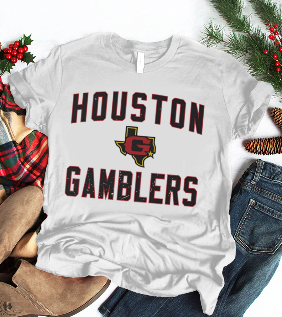 Houston Gamblers Jim Kelly Ricky Sanders USFL Texas Astrodome Team Gear T-Shirt