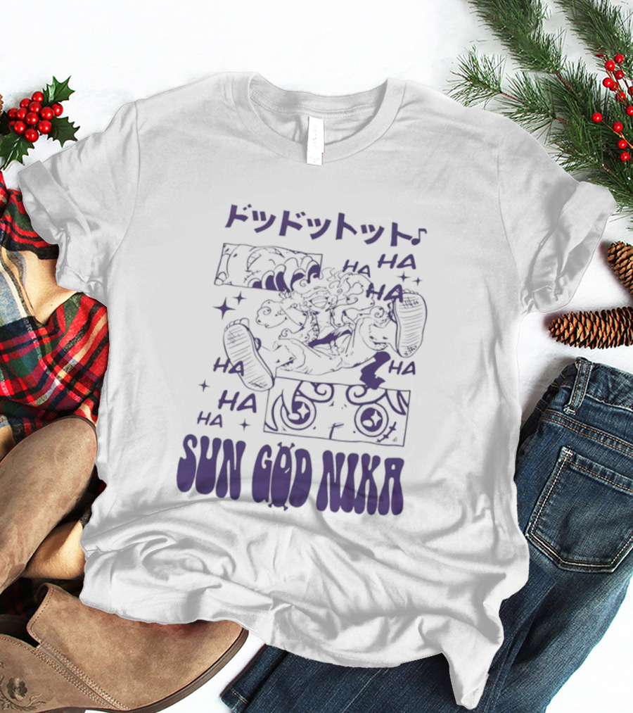 Monkey D Luffy Sun God Nika Laugh One Piece Joyful Image T-Shirt