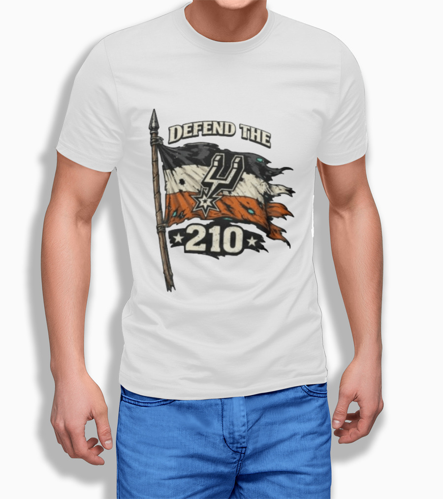 Defend The 210 Spurs Basketball Flag Banner T-Shirt