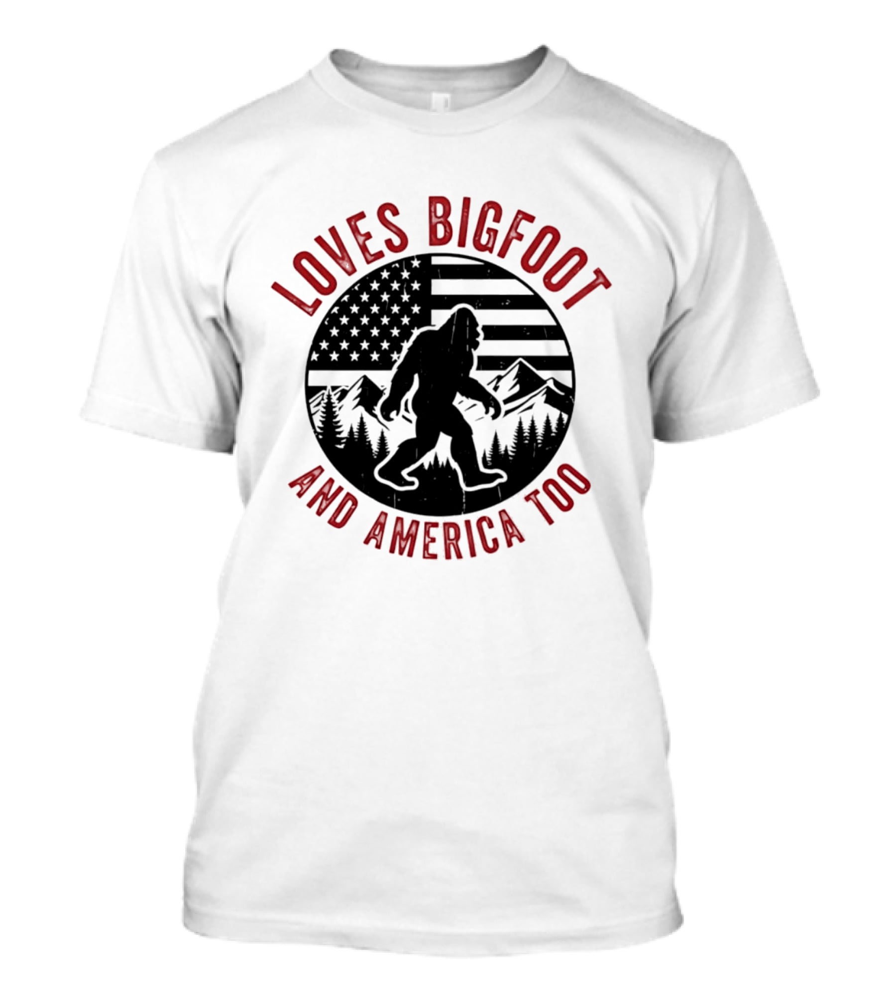 Sasquatch Cryptozoology America Loves Bigfoot And United States Too T-Shirt