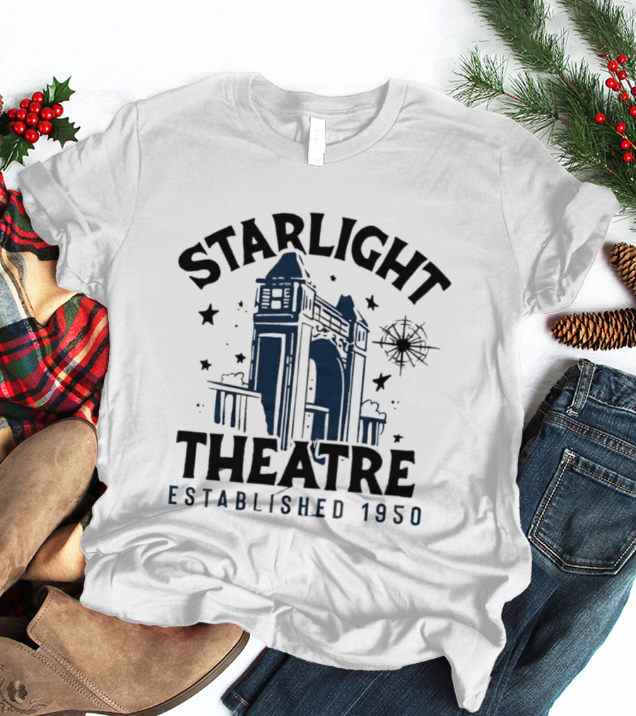 Starlight Theatre Established 1950 Vintage Architectural Landmark With Stars And Tower Scene T-Shirt
