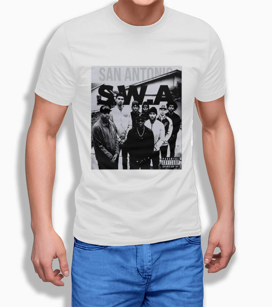 San Antonio Swa Paradvisory Explicit Content 210 Spurs Black And White Group T-Shirt